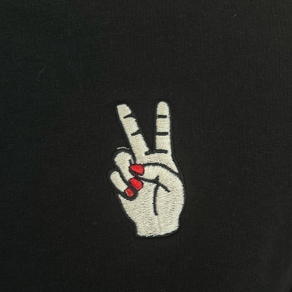 Rebellious One embroidered peace sign red nails sweatshirt - Picture 3 of 6